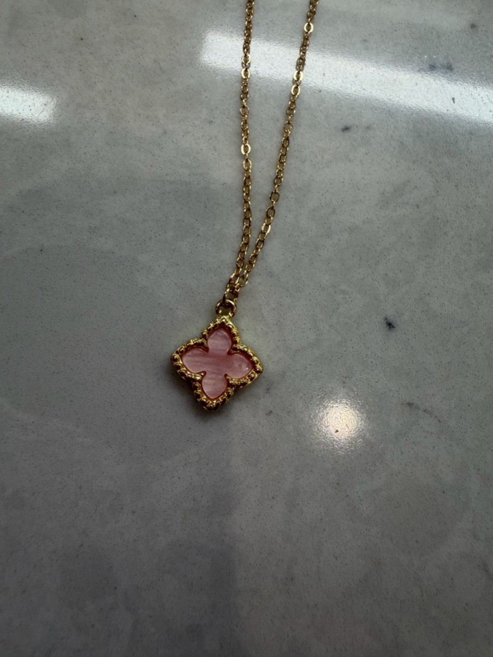 Target Gold Plated Necklace with Pink Clover Pendant